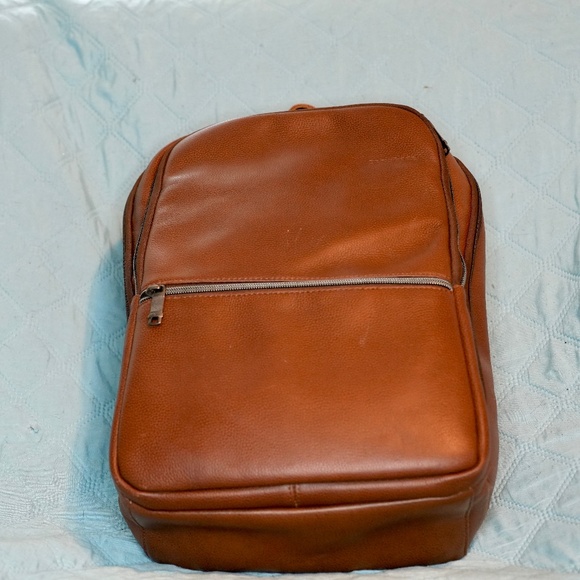 Gently Used Brown Leather Slim Samsonite Laptop Backpack